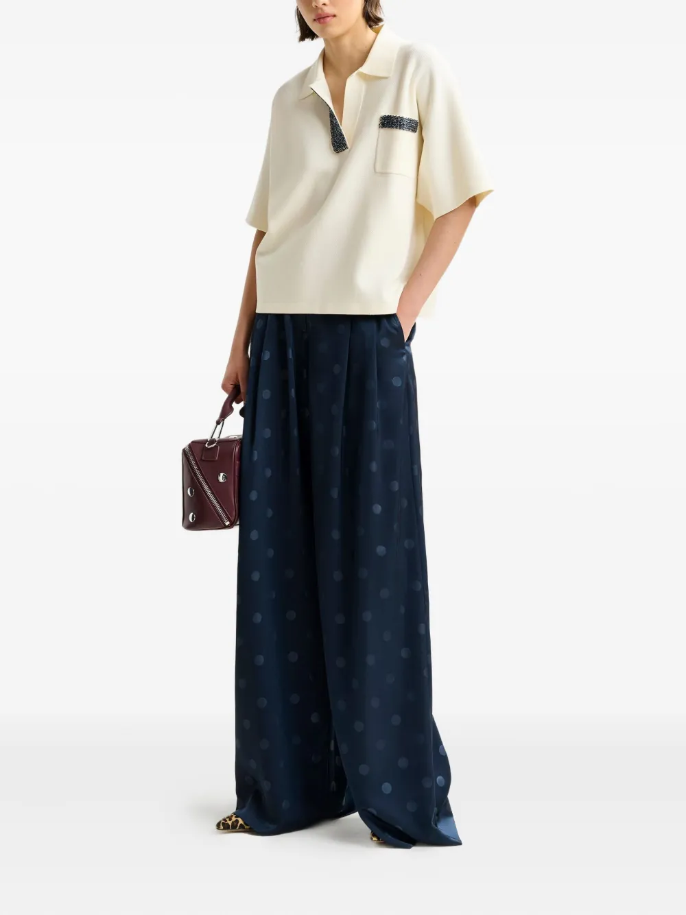 Essentiel Antwerp beaded-embellished polo shirt Wit