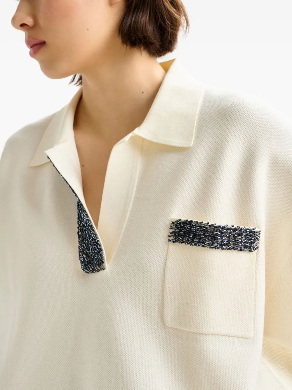 Essentiel Antwerp beaded-embellished polo shirt Wit