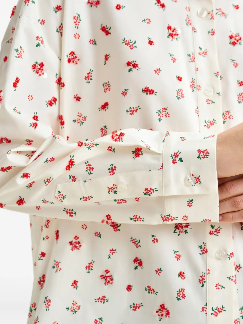 Essentiel Antwerp cotton floral shirt Wit