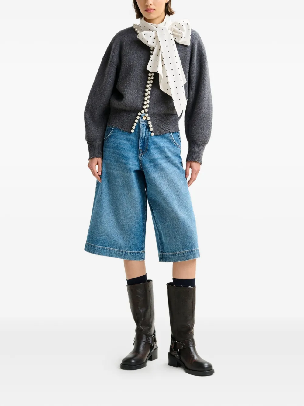 Essentiel Antwerp Ideas embellished dropped-shoulder cardigan Grijs