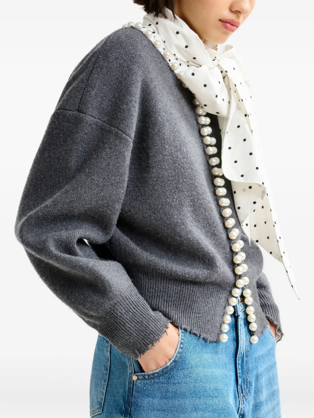 Essentiel Antwerp Ideas embellished dropped-shoulder cardigan Grijs