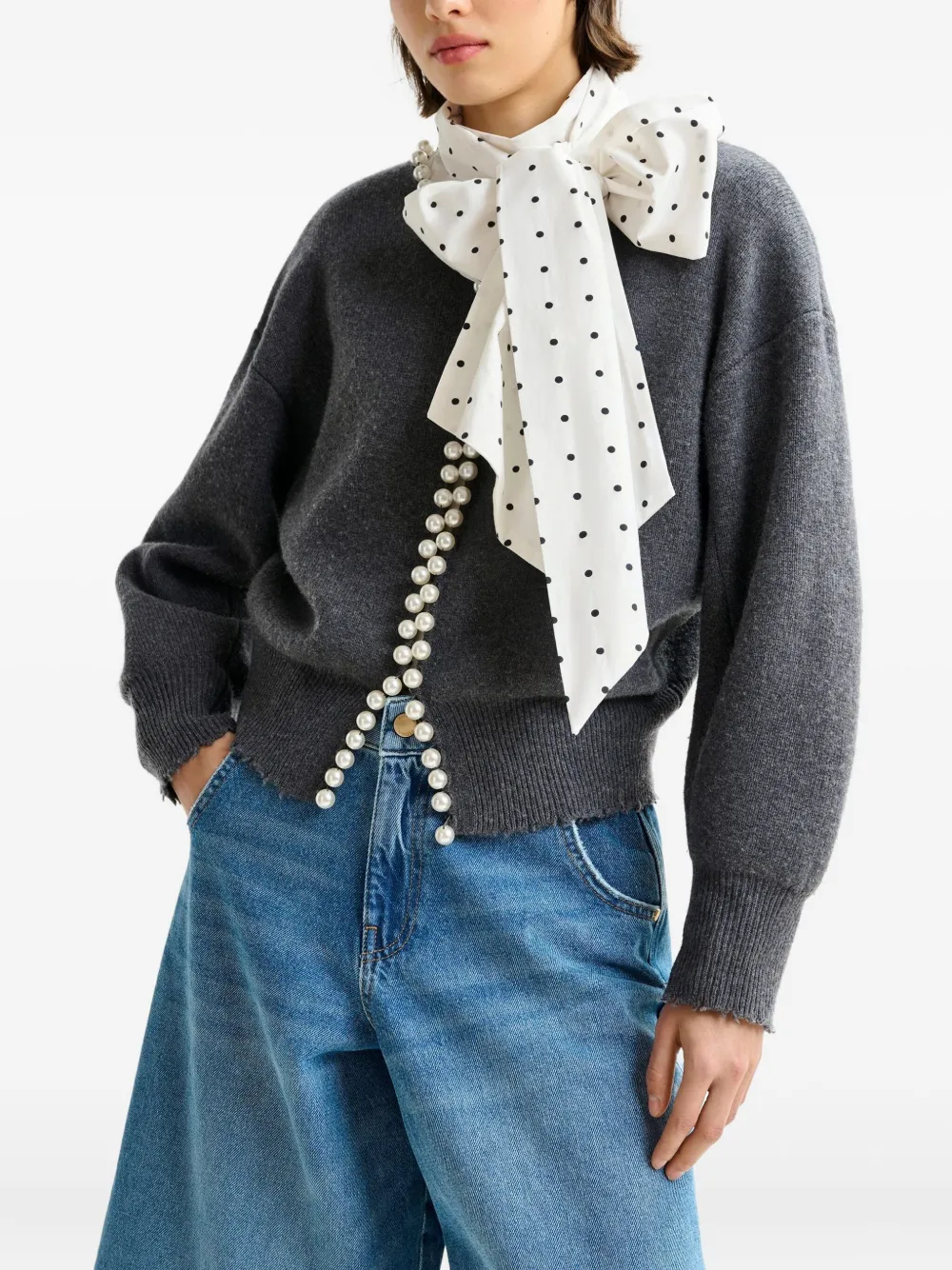 Essentiel Antwerp Ideas embellished dropped-shoulder cardigan Grijs