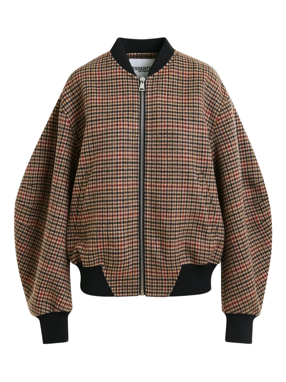Essentiel Antwerp check-pattern bomber jacket Bruin
