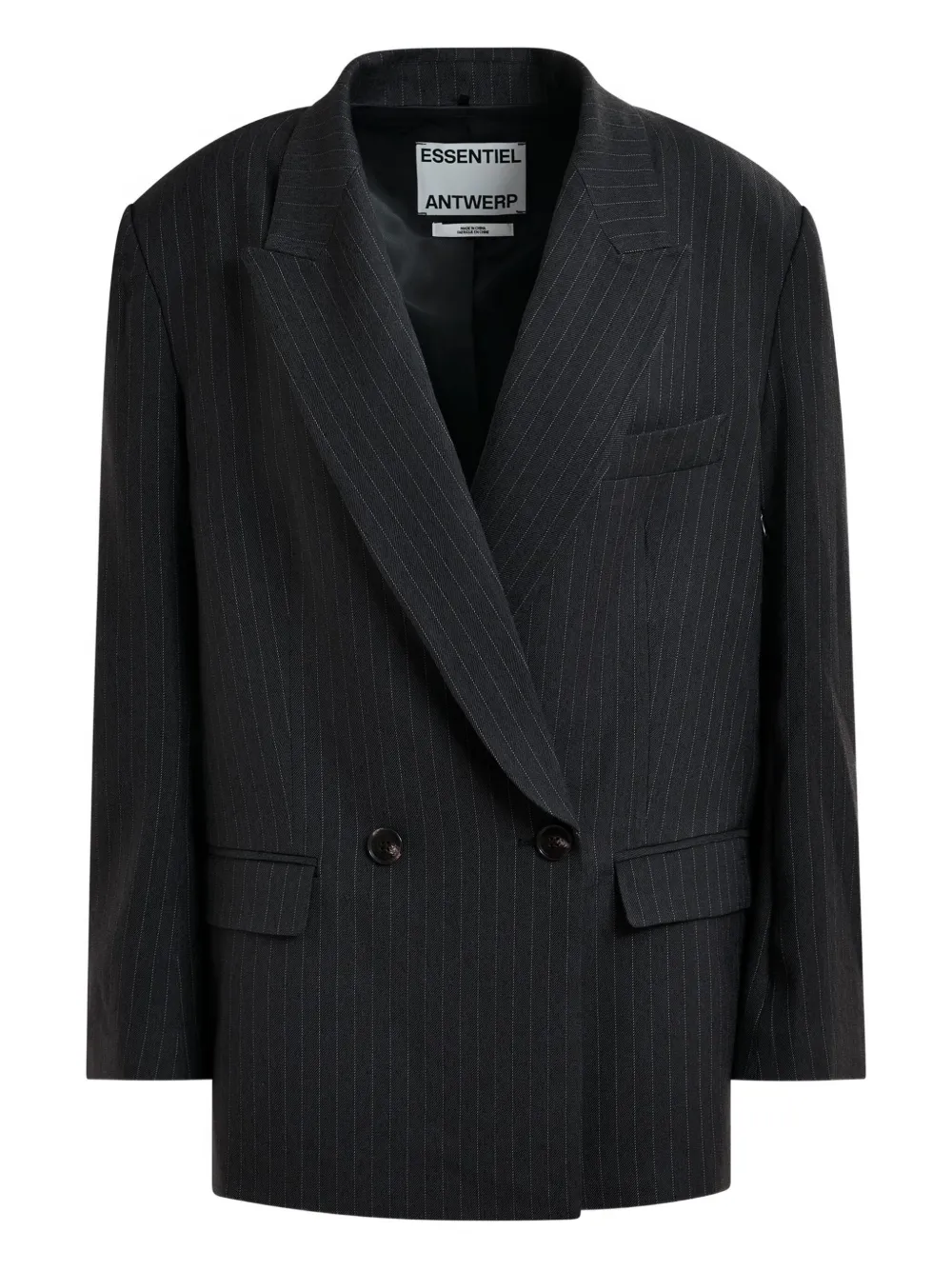 pinstripe double-breasted blazer