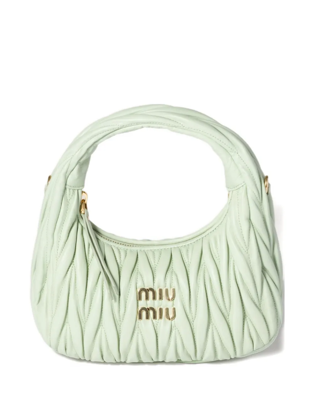 Miu Miu Matelassé Leather Shoulder Bag In Green