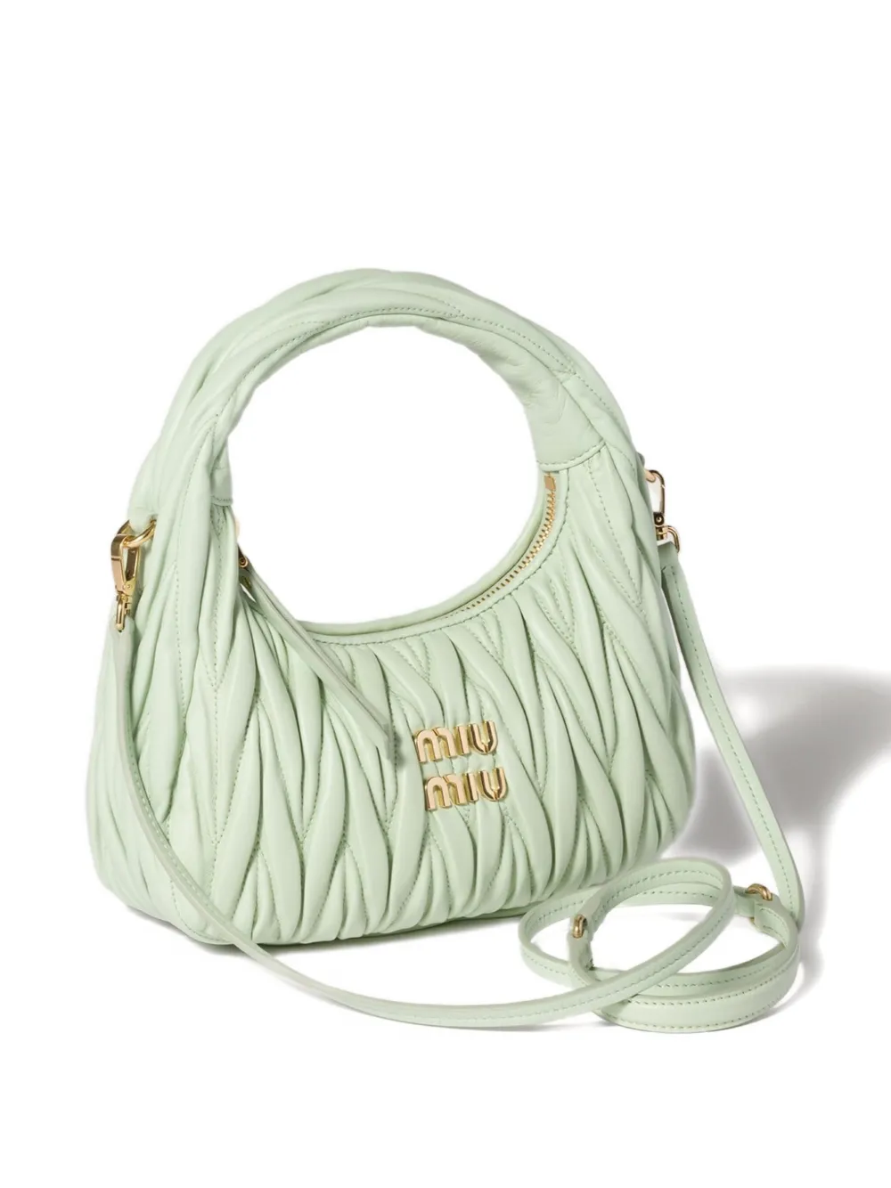 Miu Miu Wander leren schoudertas - Groen