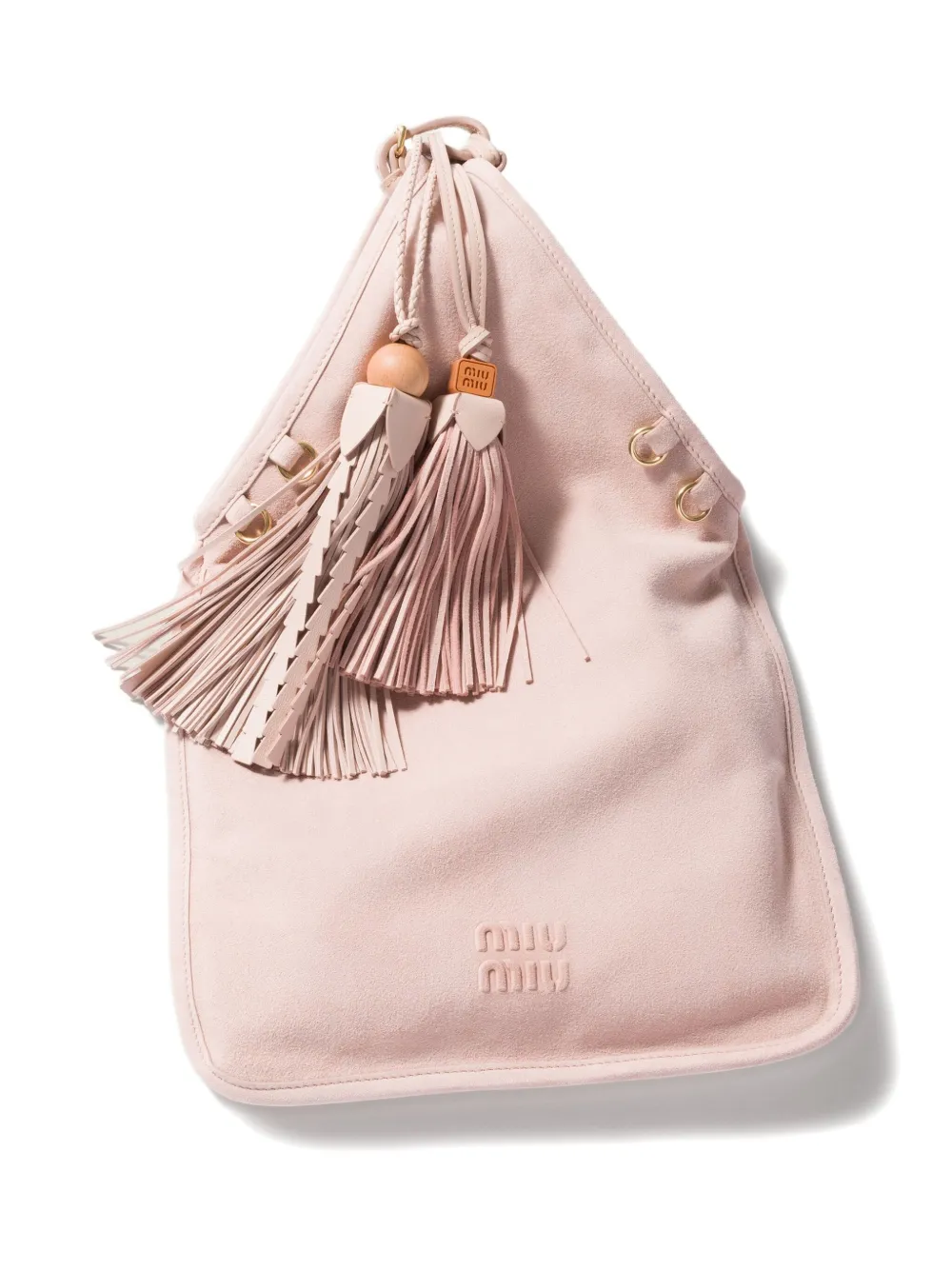 Miu Leren shopper verfraaid met kwastjes Roze