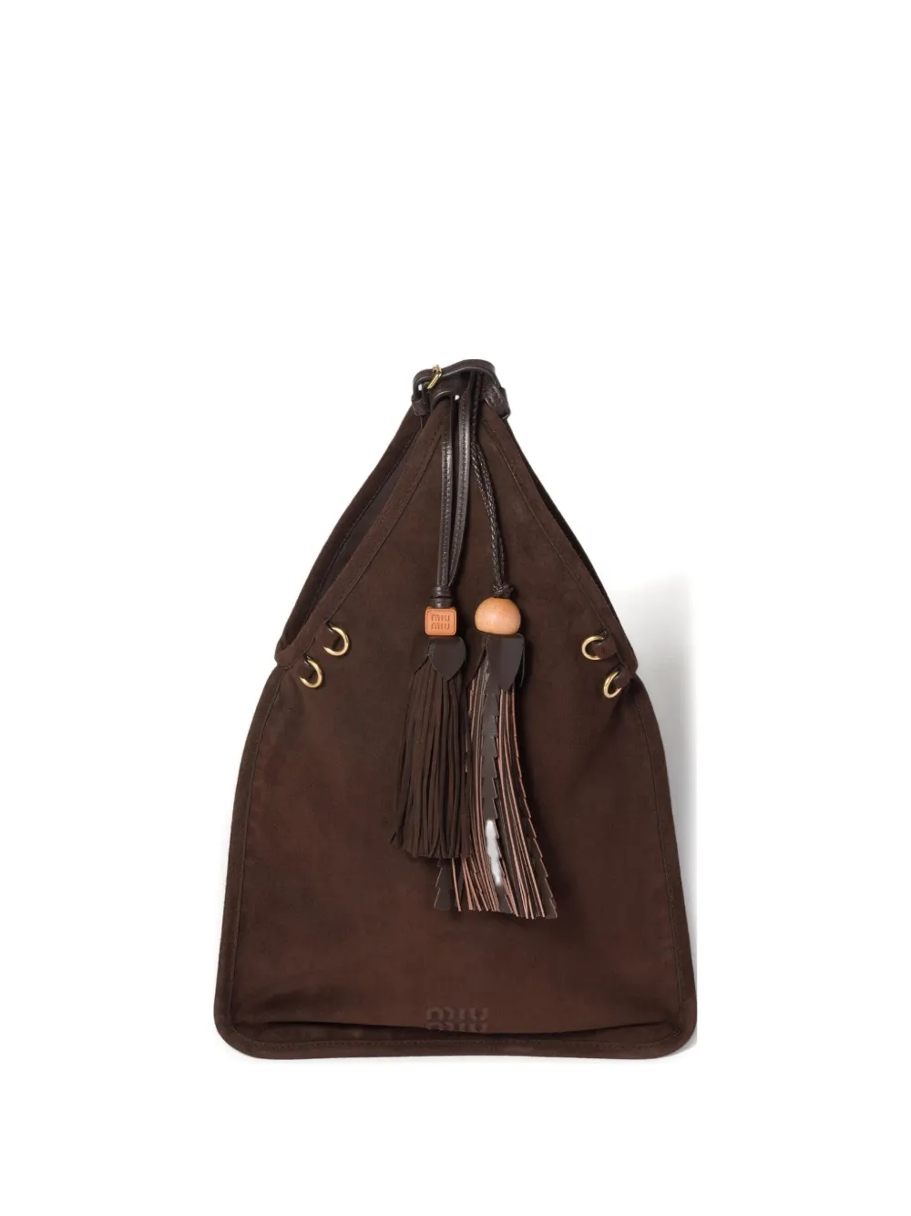 Miu Miu Tassel-embellished Tote Bag In Brown