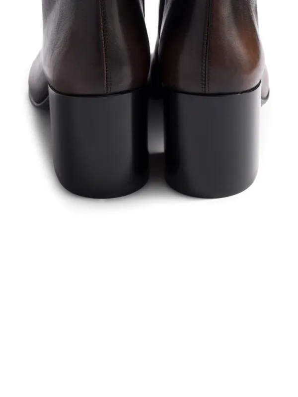 Miu Miu block-heel Leather Boots | Brown | FARFETCH