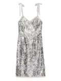 Prada ribbon-strap sequinned dress - Silver