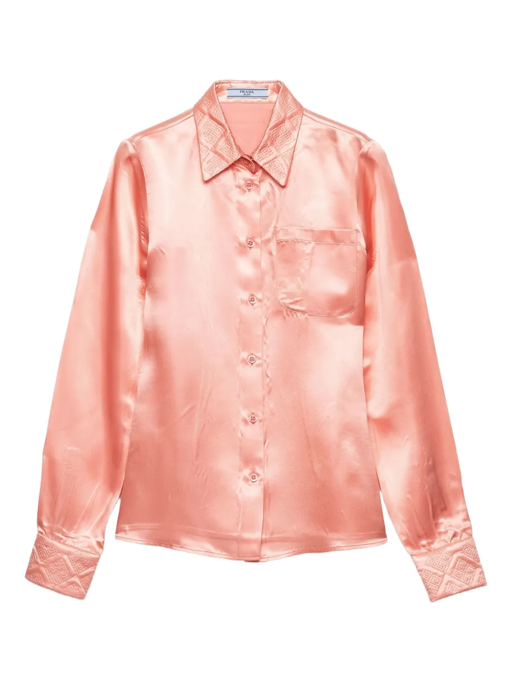 Prada Blouse met geborduurde kraag Oranje