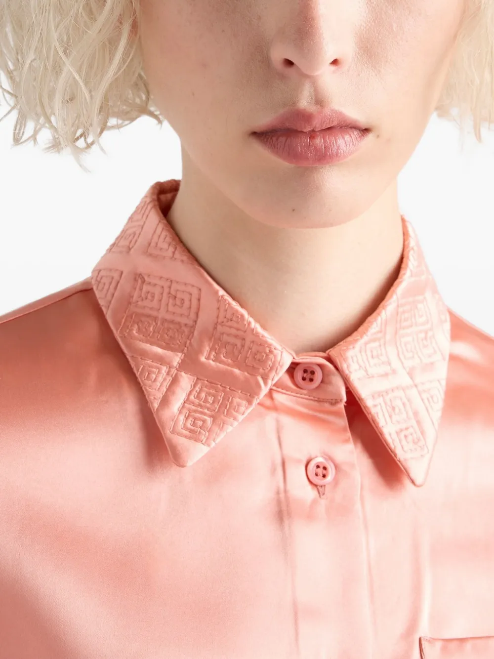 Prada Blouse met geborduurde kraag Oranje