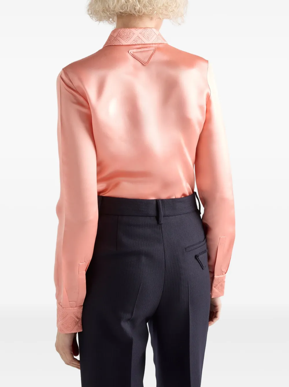 Prada Blouse met geborduurde kraag Oranje