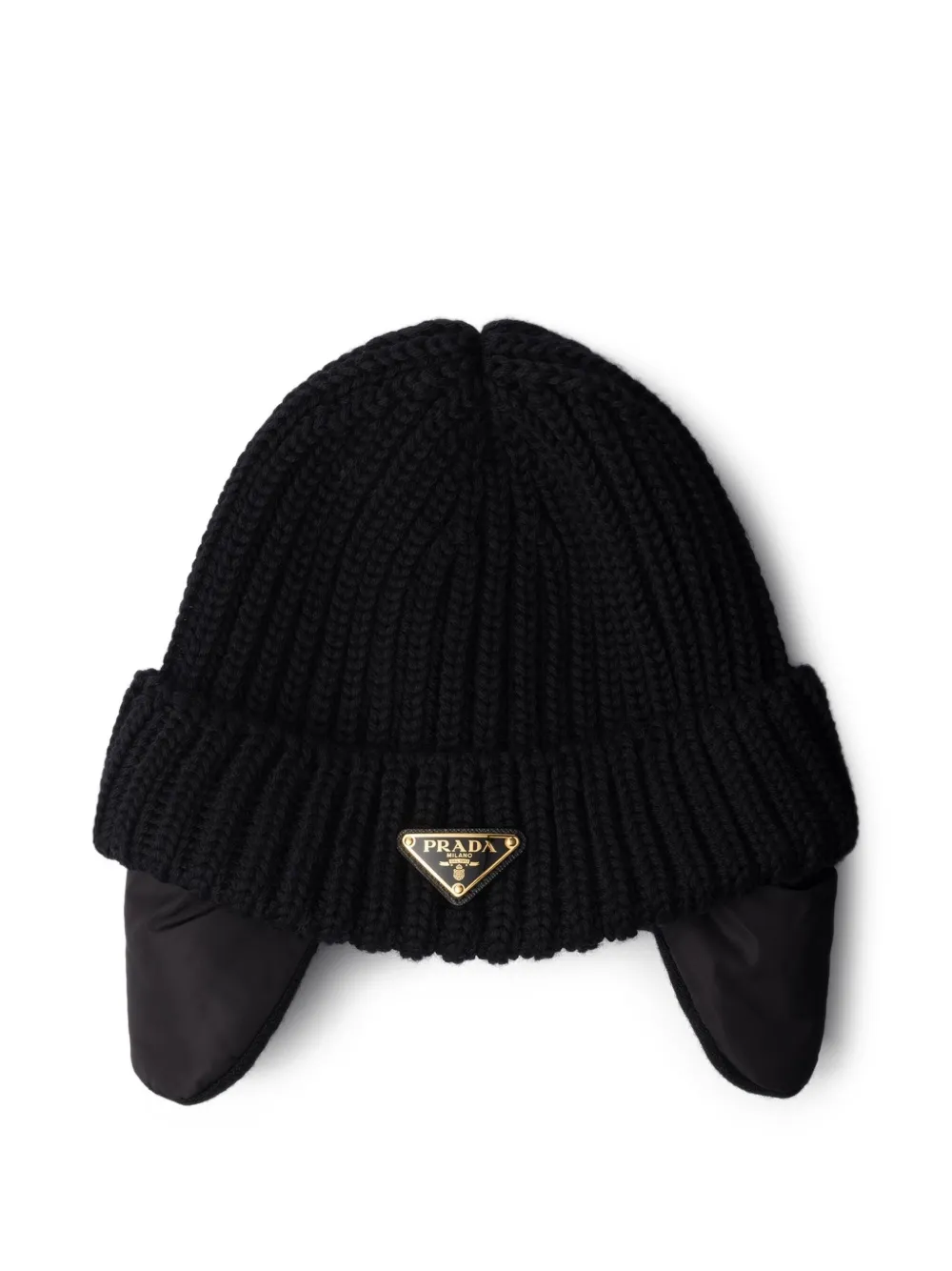 Prada gorro tejido con logo triangular | negro | Image 1