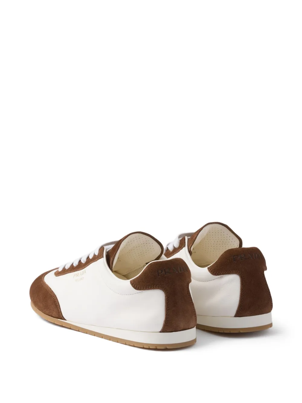 Prada suede leather sneakers White