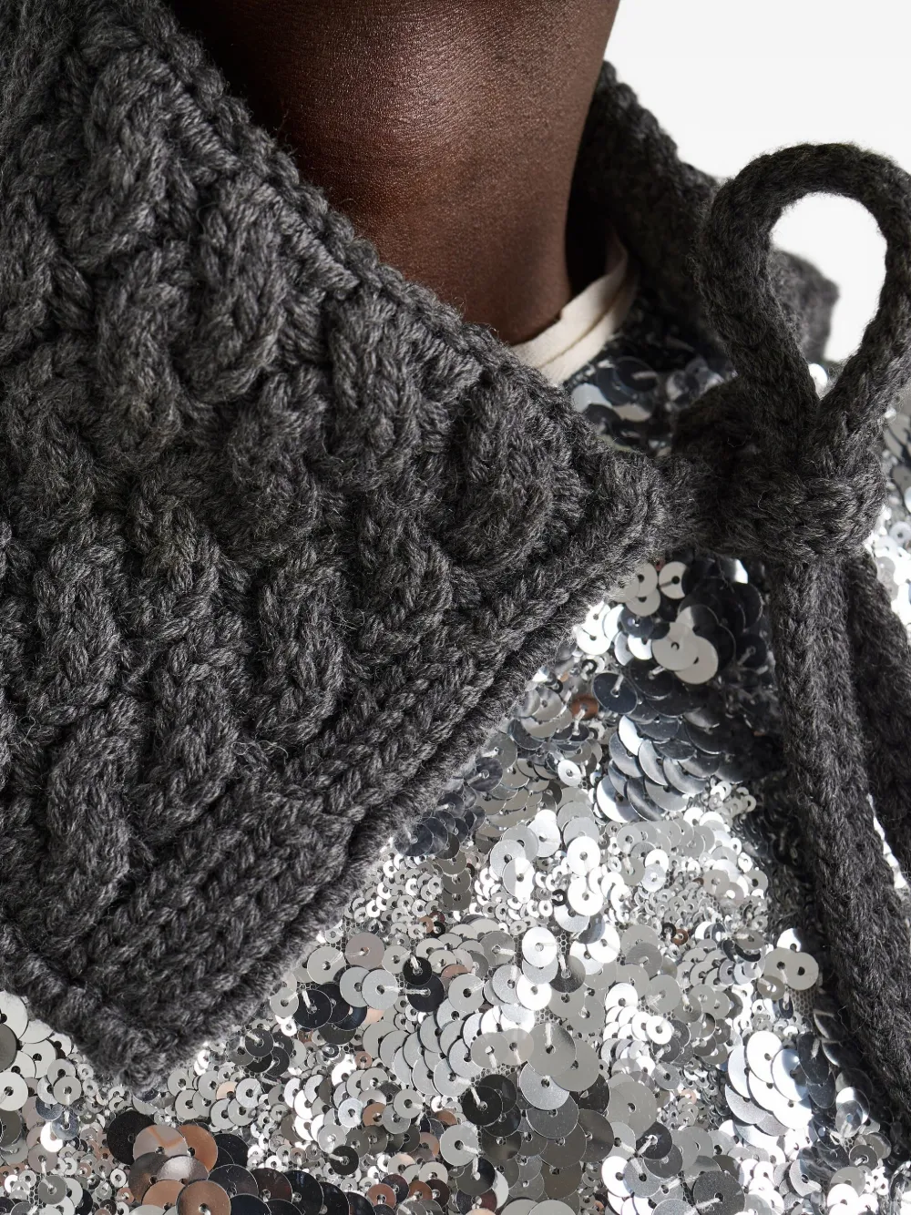 Prada Kabelgebreide wollen kraag Grijs