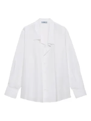 Prada triangle-logo Poplin Shirt | White | FARFETCH CA