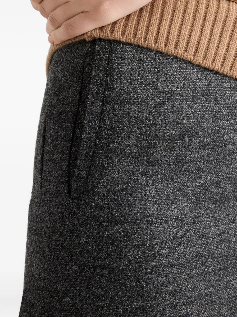 Prada Womens Grey Rush Stitch Virgin-wool Knee-length Skirt In Black