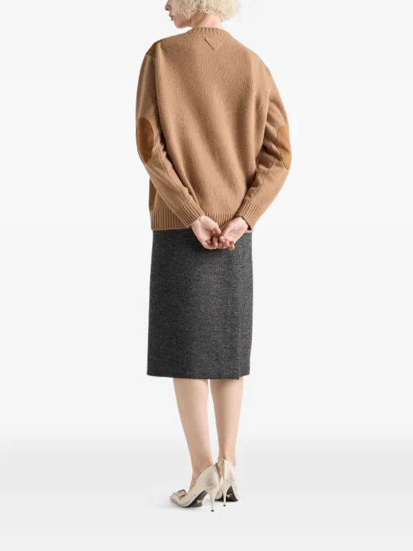 Prada front-slit Midi Skirt | Grey | FARFETCH