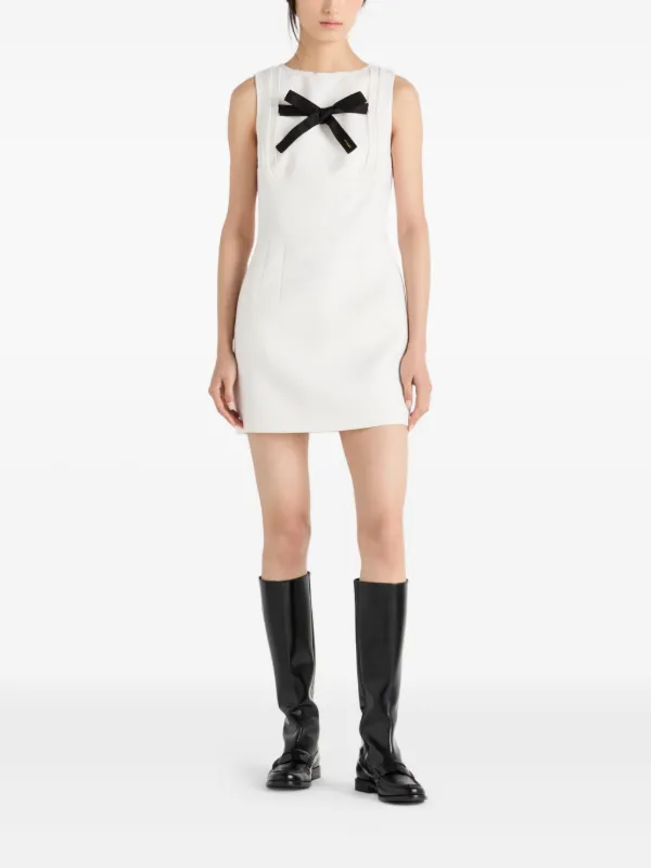 Prada Bow-detail Sleeveless Dress - White Prada Bow-detail Sleeveless Dress - White