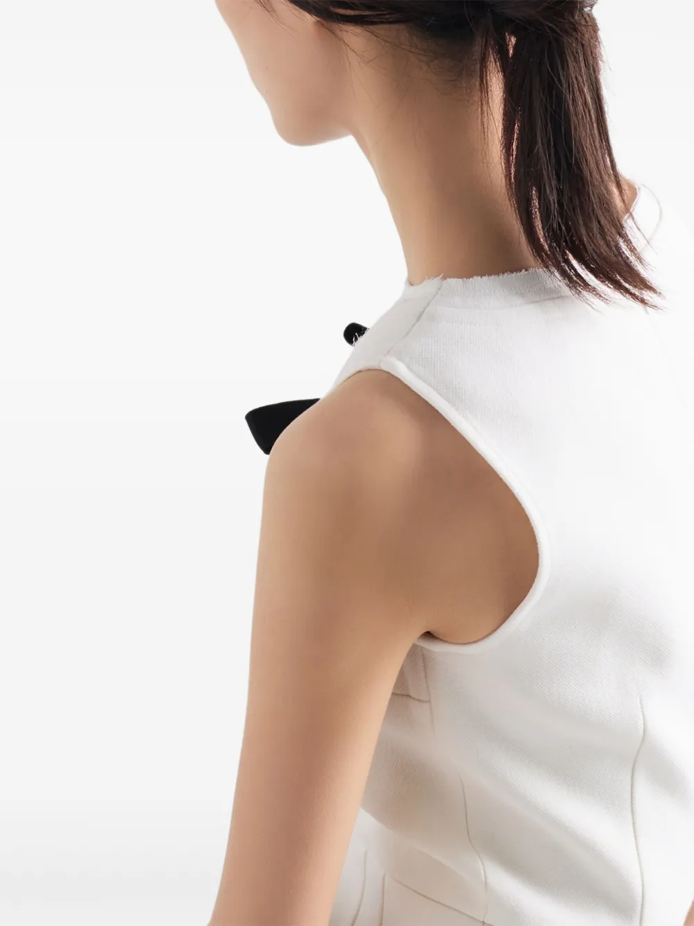 Prada Tela Natte Bow Sleeveless Mini Dress In White