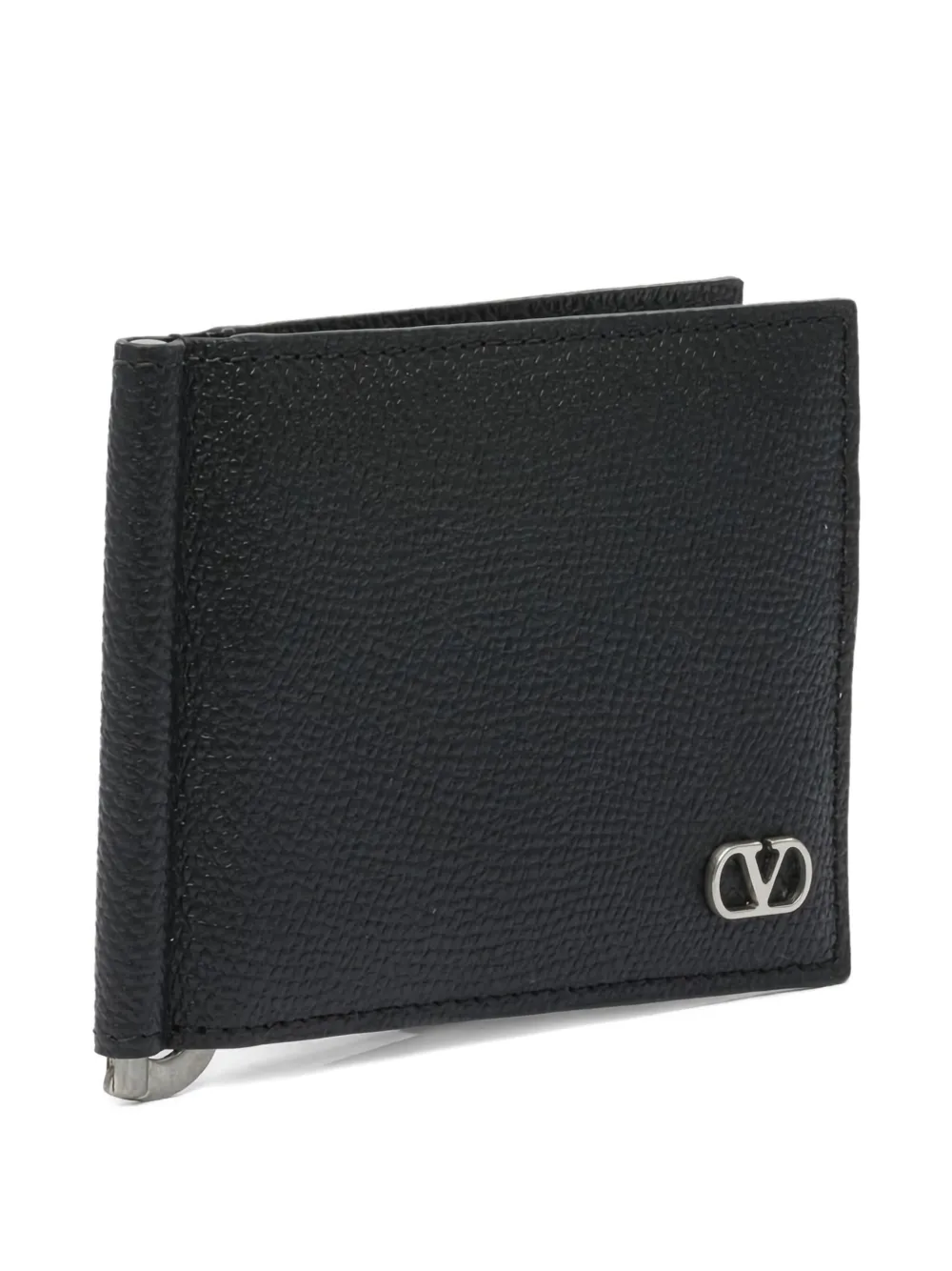 Valentino Garavani VLogo leather money clip wallet Zwart