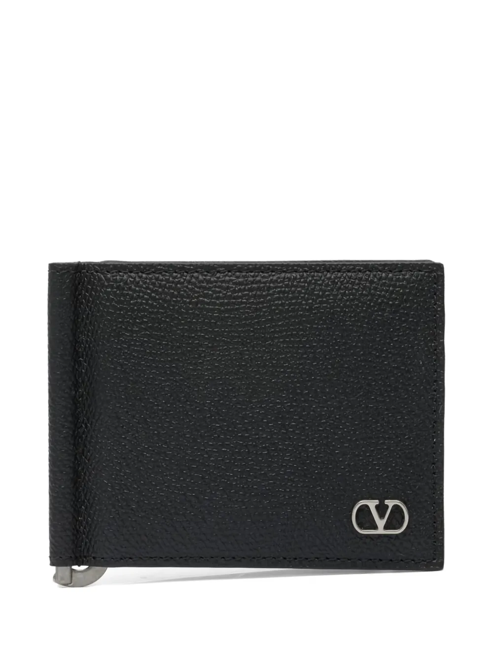 Valentino Garavani VLogo leather money clip wallet Zwart