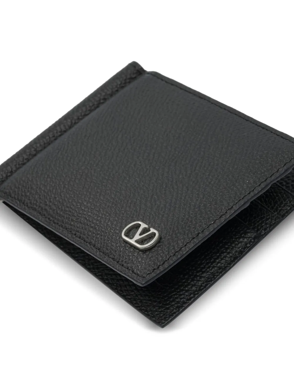 Valentino Garavani VLogo leather money clip wallet Zwart