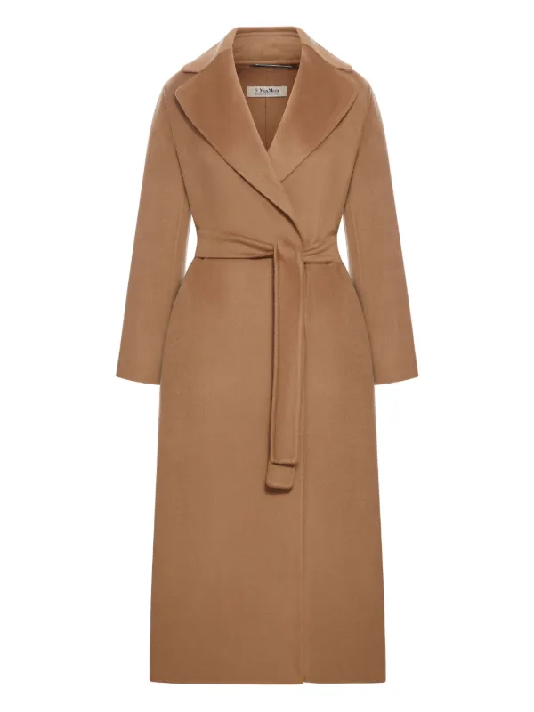 S Max Mara Cappotto In Lana Con Cintura Marrone FARFETCH IT