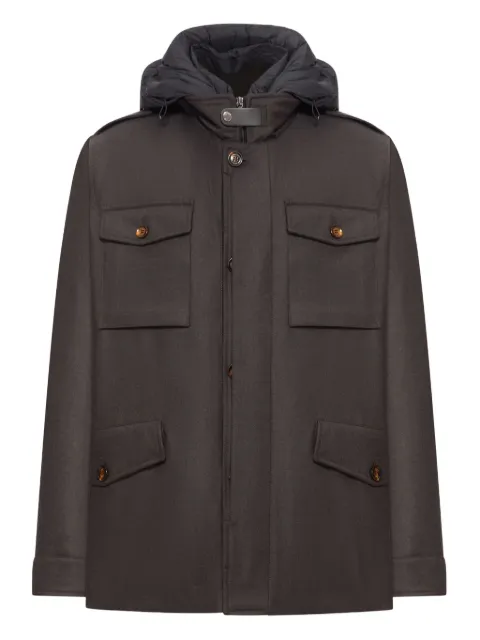 Moorer hooded buttoned coat