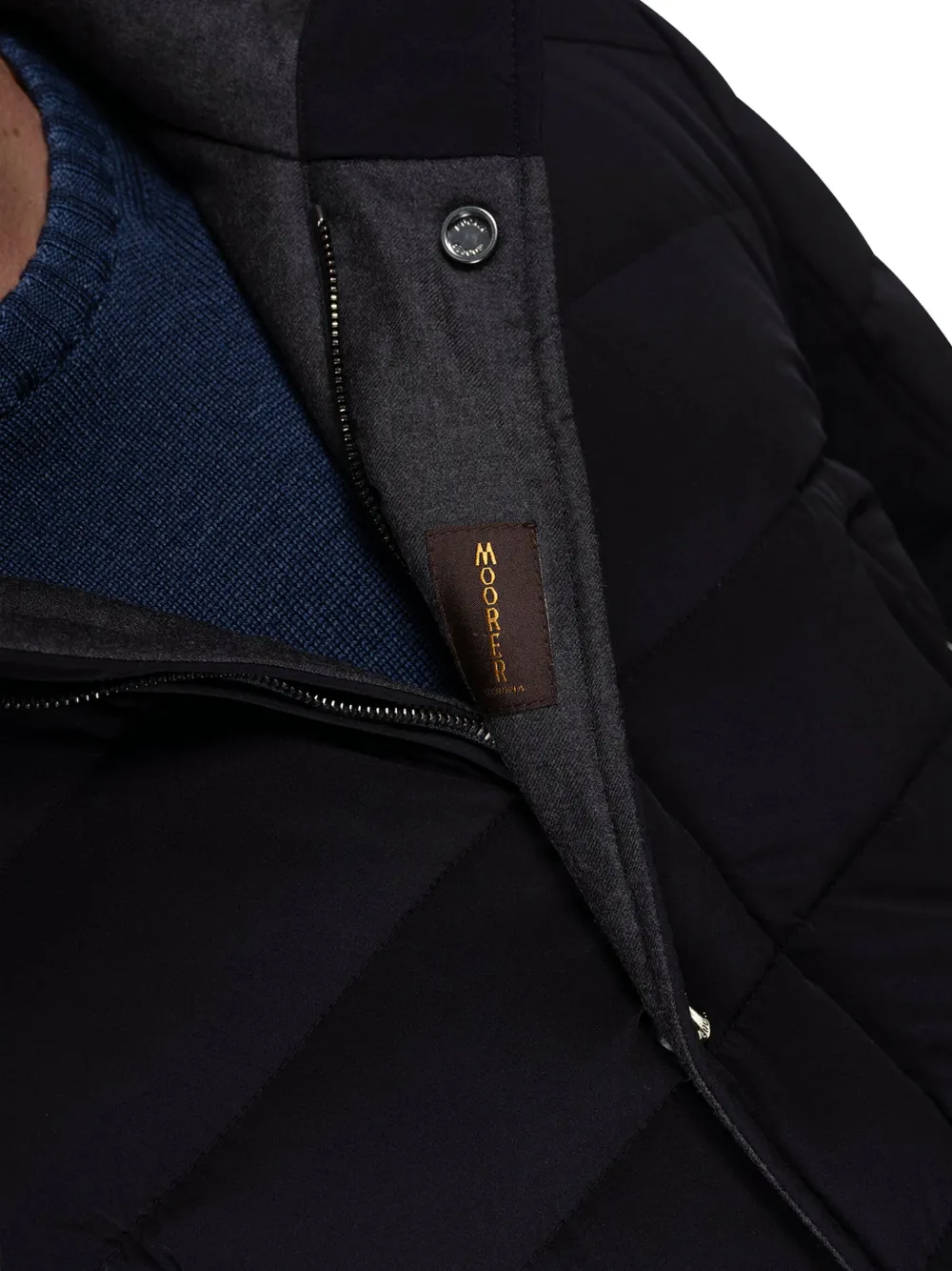 Moorer Gevoerd donsjack met capuchon Blauw