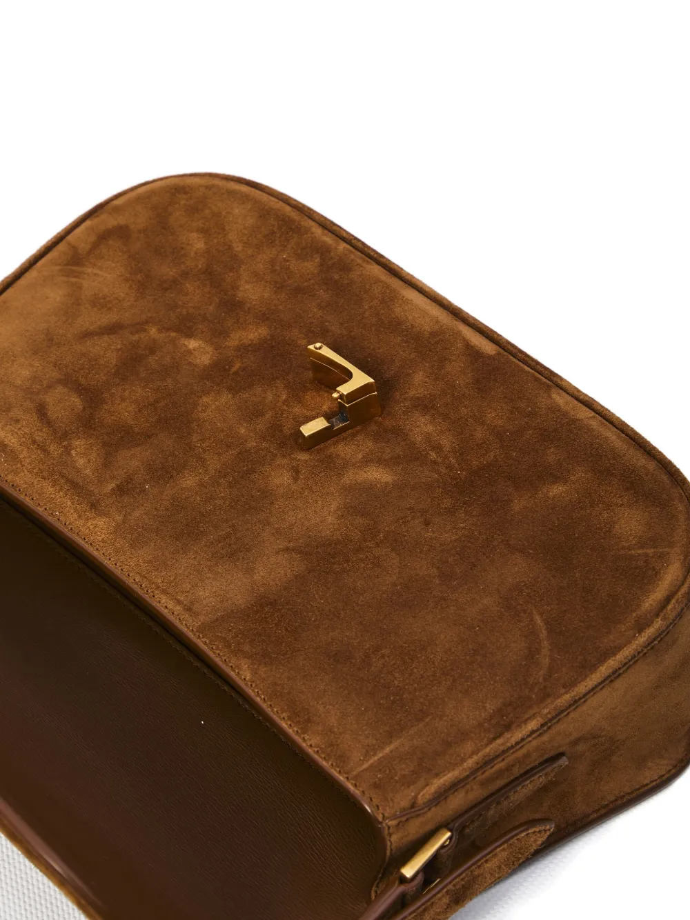 Saint Laurent Cassandre suede shoulder bag Bruin