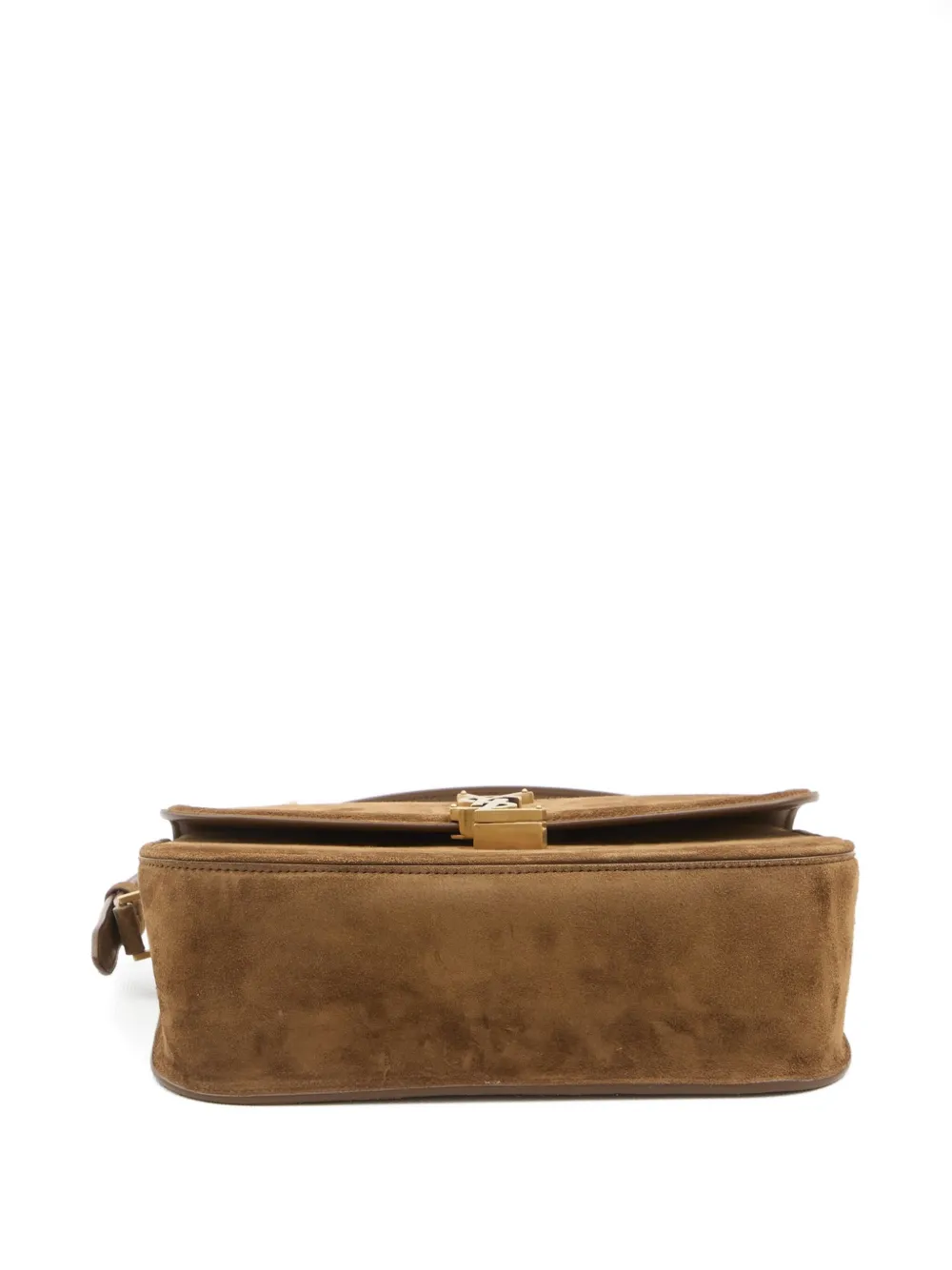 Saint Laurent Cassandre suede shoulder bag Bruin