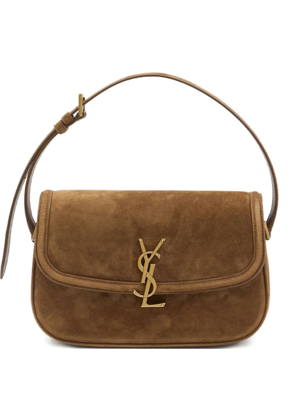 Saint Laurent Cassandre suede shoulder bag Bruin