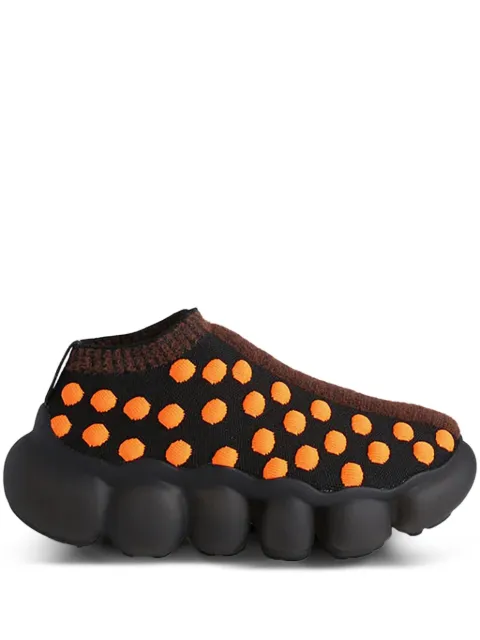 GROUNDS x Bernhard Wilhelm Jewelry knit-textured bubble-sole "Black/Orange/Brown" sneakers