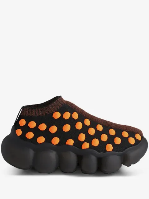 GROUNDS x Bernhard Wilhelm Jewelry knit-textured bubble-sole "Black/Orange/Brown" sneakers