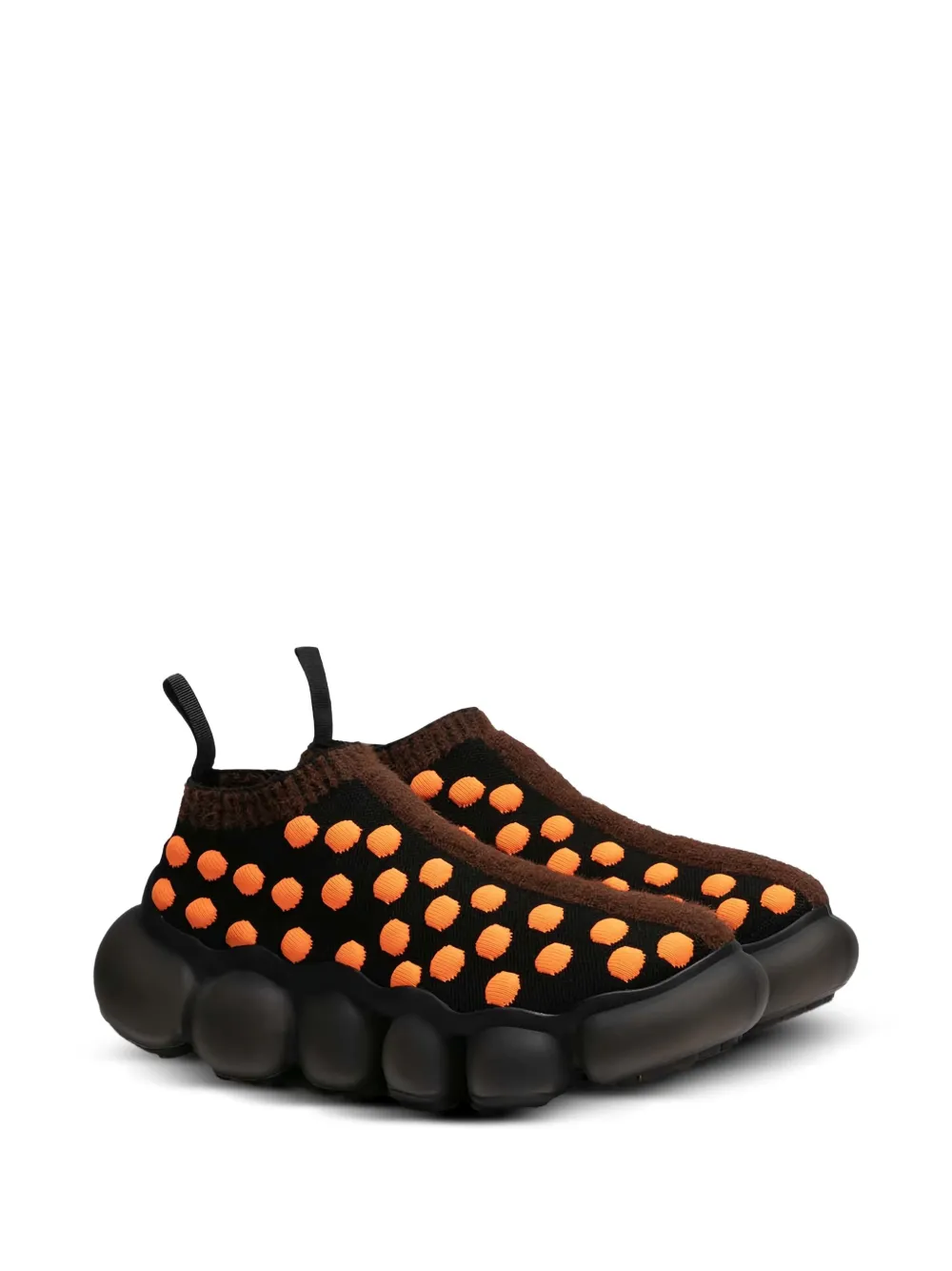 GROUNDS x Bernhard Wilhelm Jewelry knit-textured bubble-sole "Black Orange Brown" sneakers