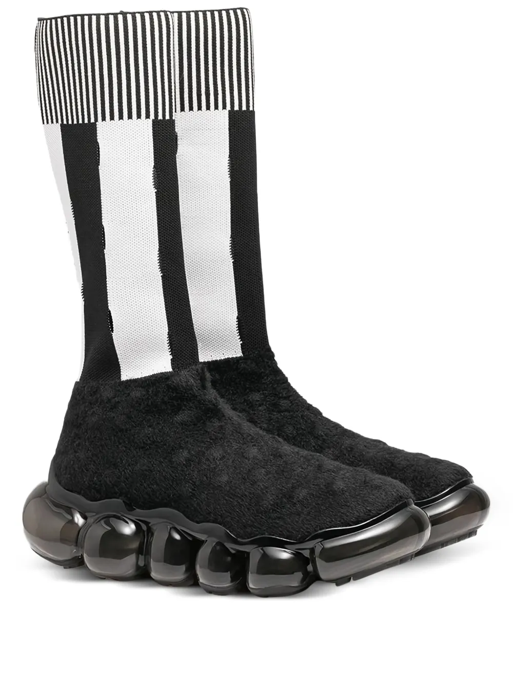 GROUNDS x Bernhard Wilhelm Jewelery Stripe "Black White" soksneakers Zwart