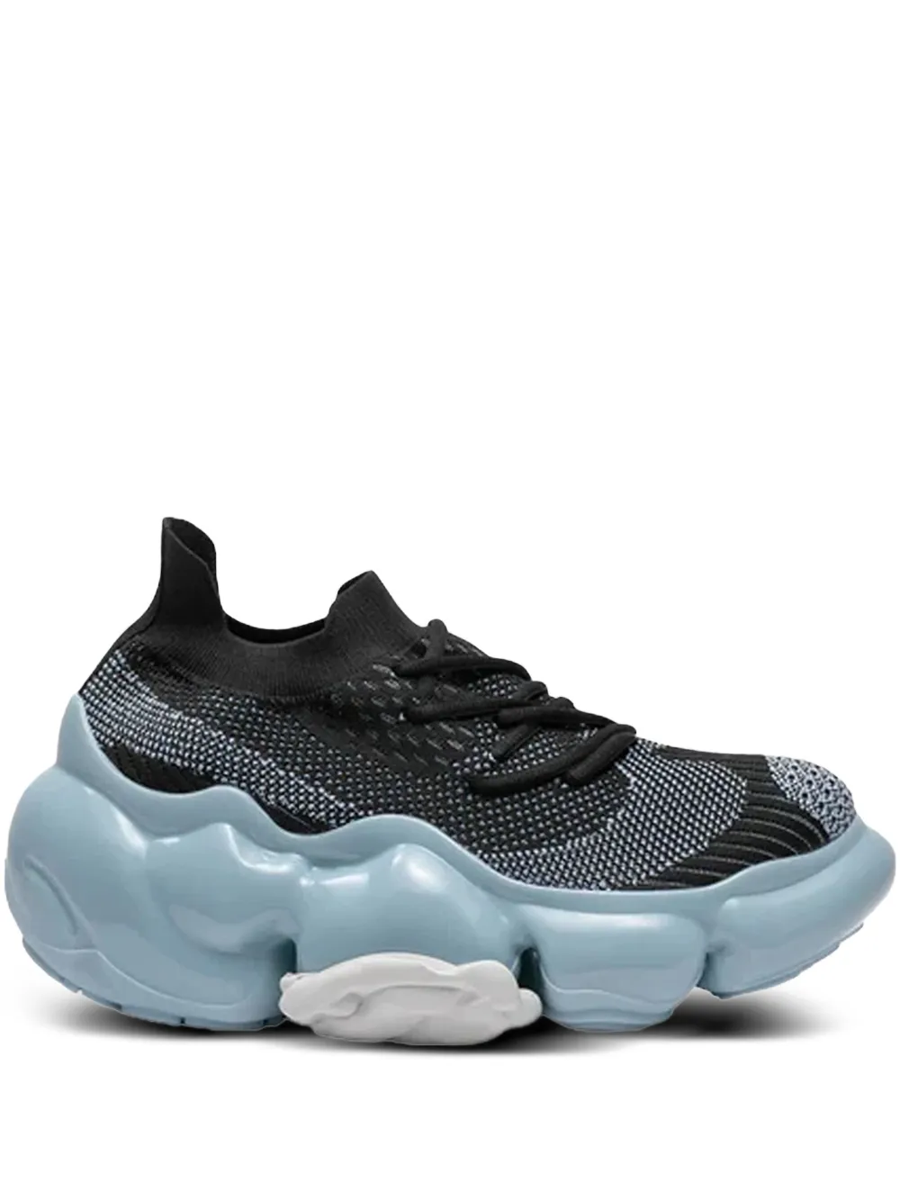 GROUNDS Moopie "Black Light Blue" gebreide chunky sneakers Zwart