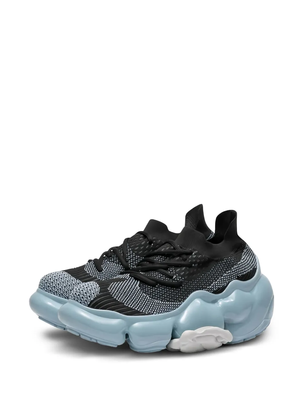 GROUNDS Moopie "Black Light Blue" gebreide chunky sneakers Zwart