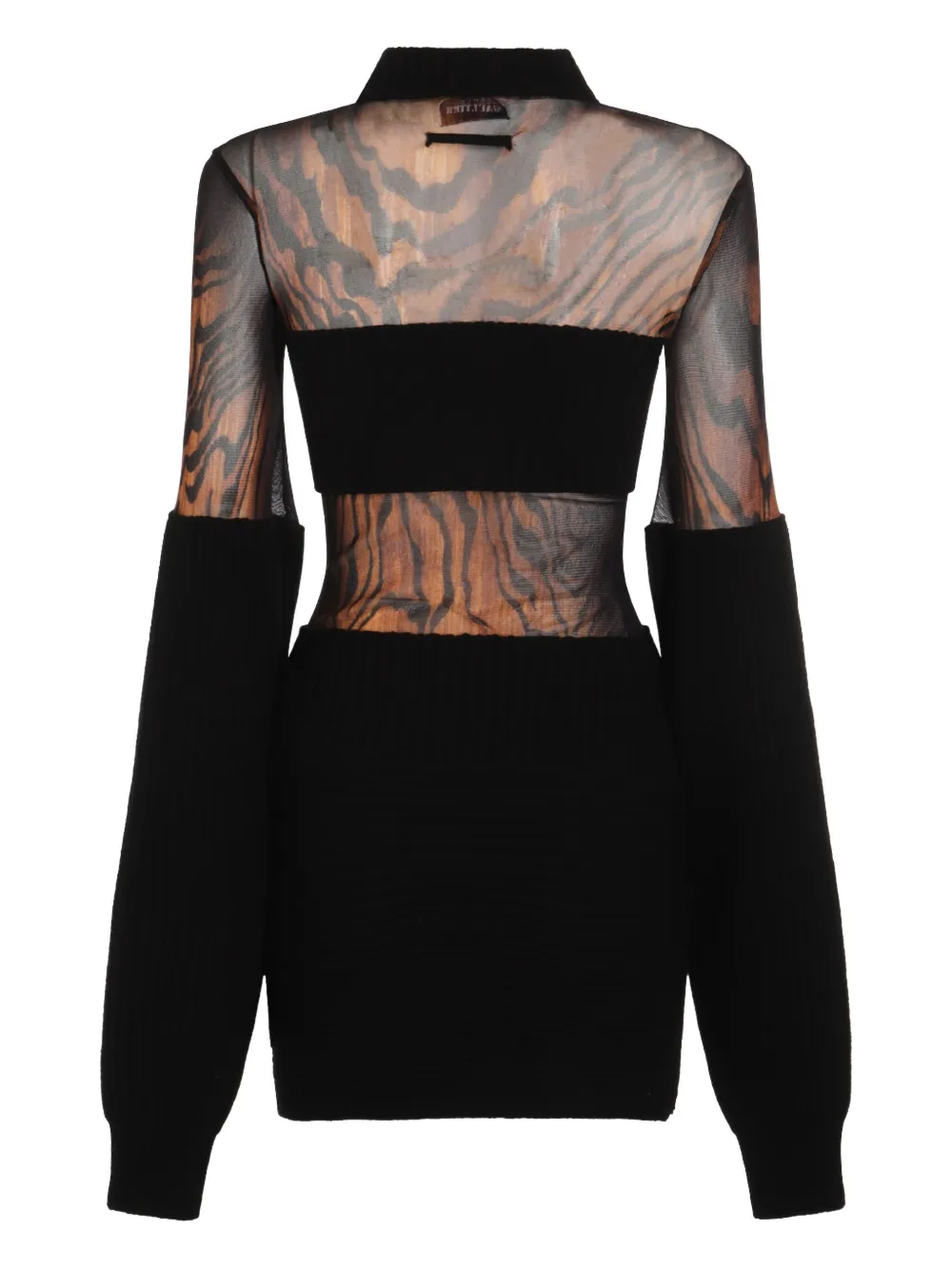 Jean Paul Gaultier tiger-print mesh-insert mini dress Zwart