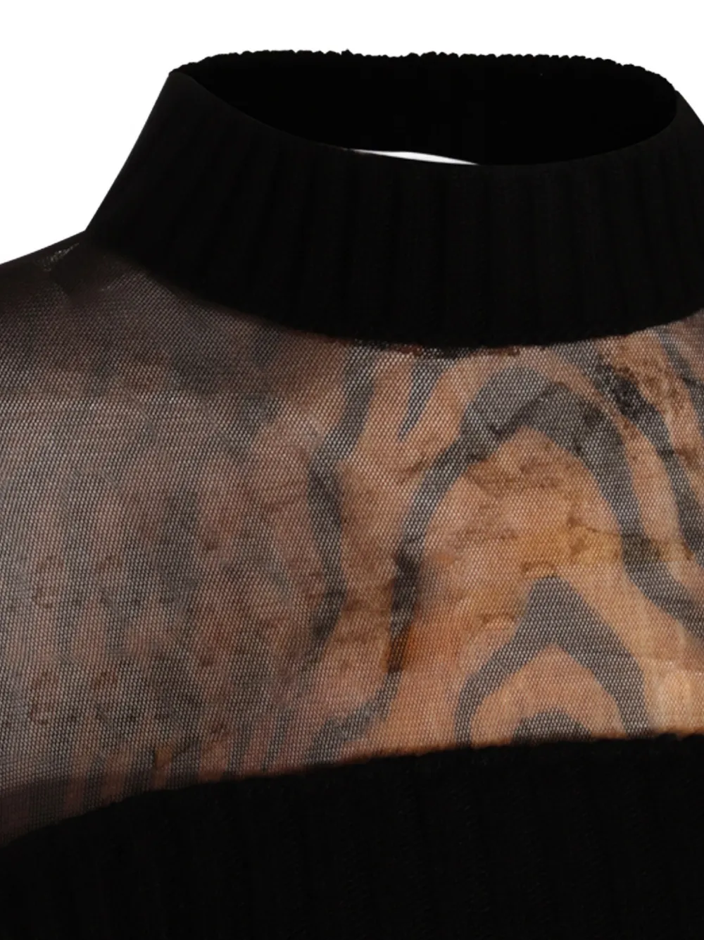 Jean Paul Gaultier tiger-print mesh-insert mini dress Zwart