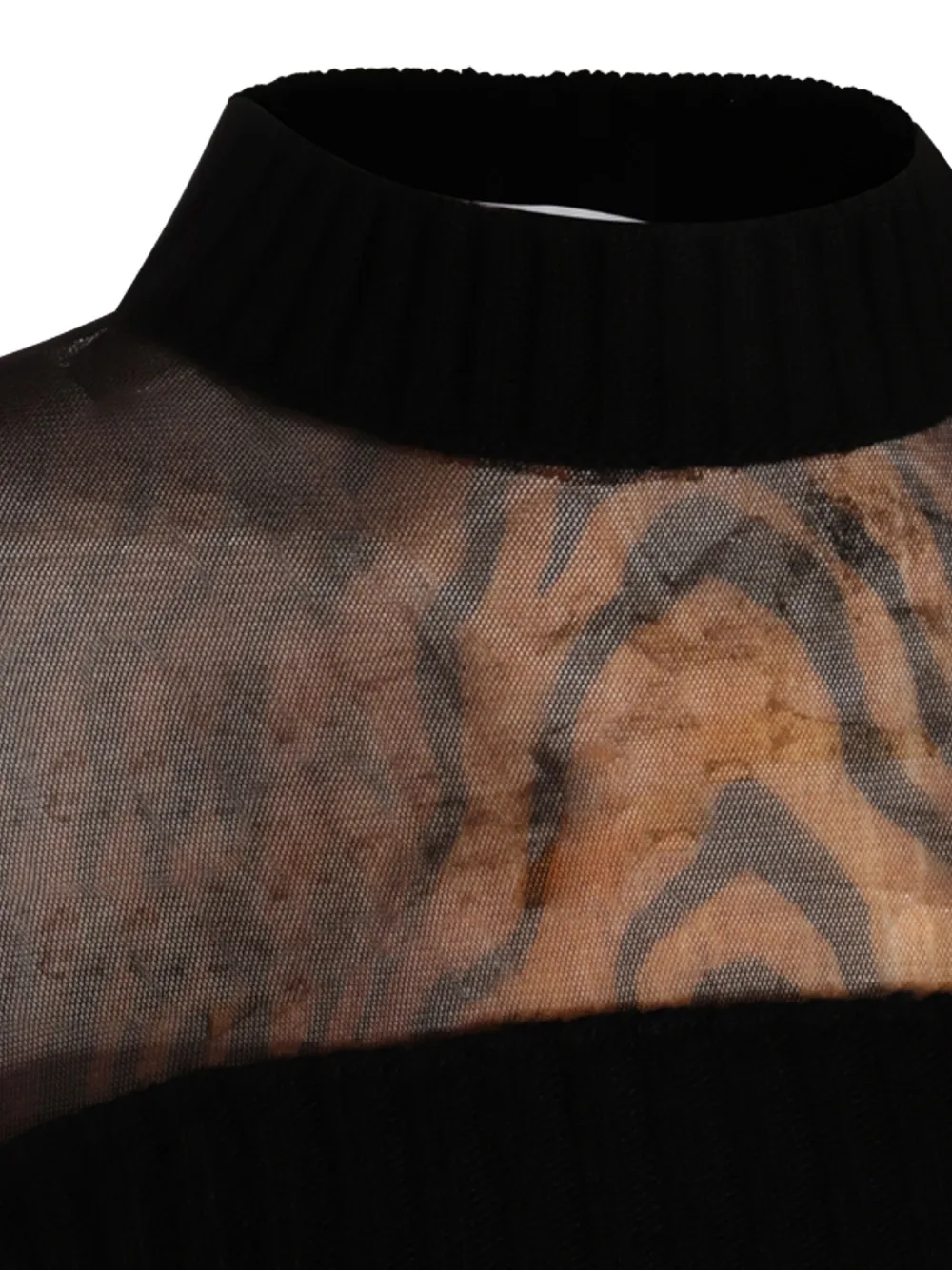 Jean Paul Gaultier tiger-print mesh-insert mini dress Zwart