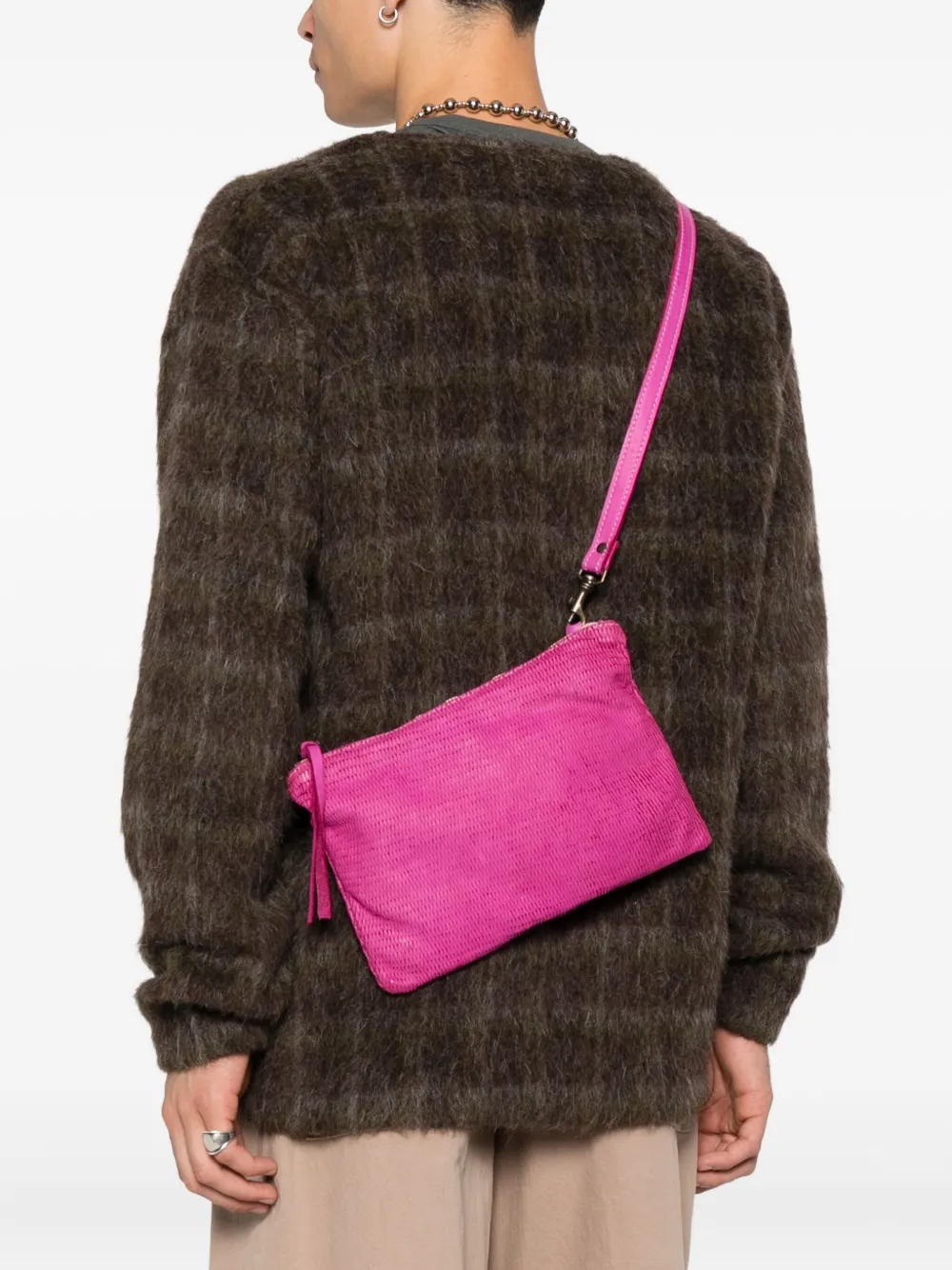 SOMMET textured zip-fastening clutch bag - Roze