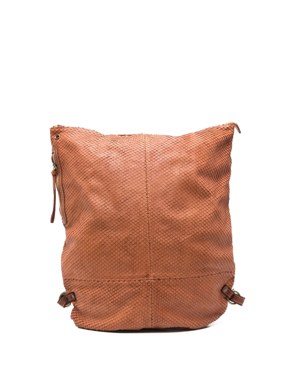 snakeskin-effect leather backpack
