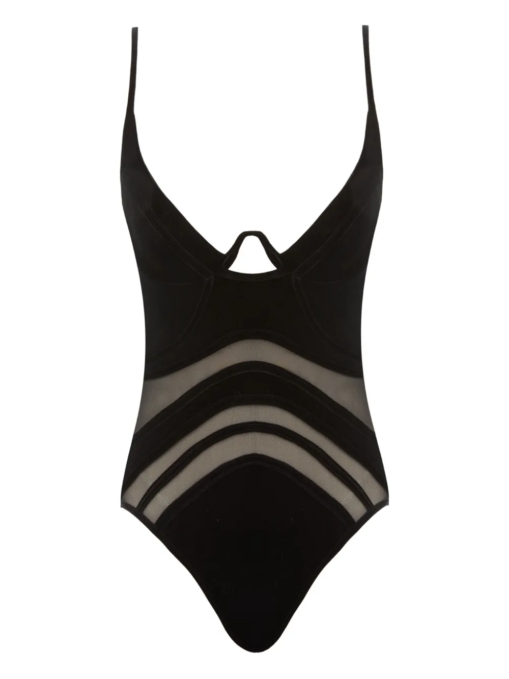 ZIMMERMANN mesh-insert velvet bodysuit Zwart