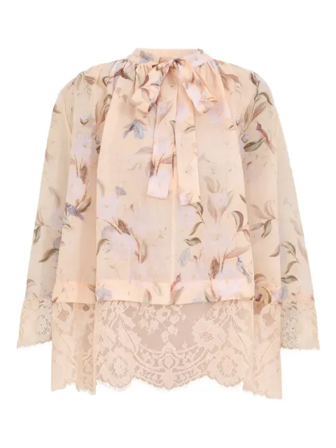 ZIMMERMANN Cascadian lace-trimmed floral blouse