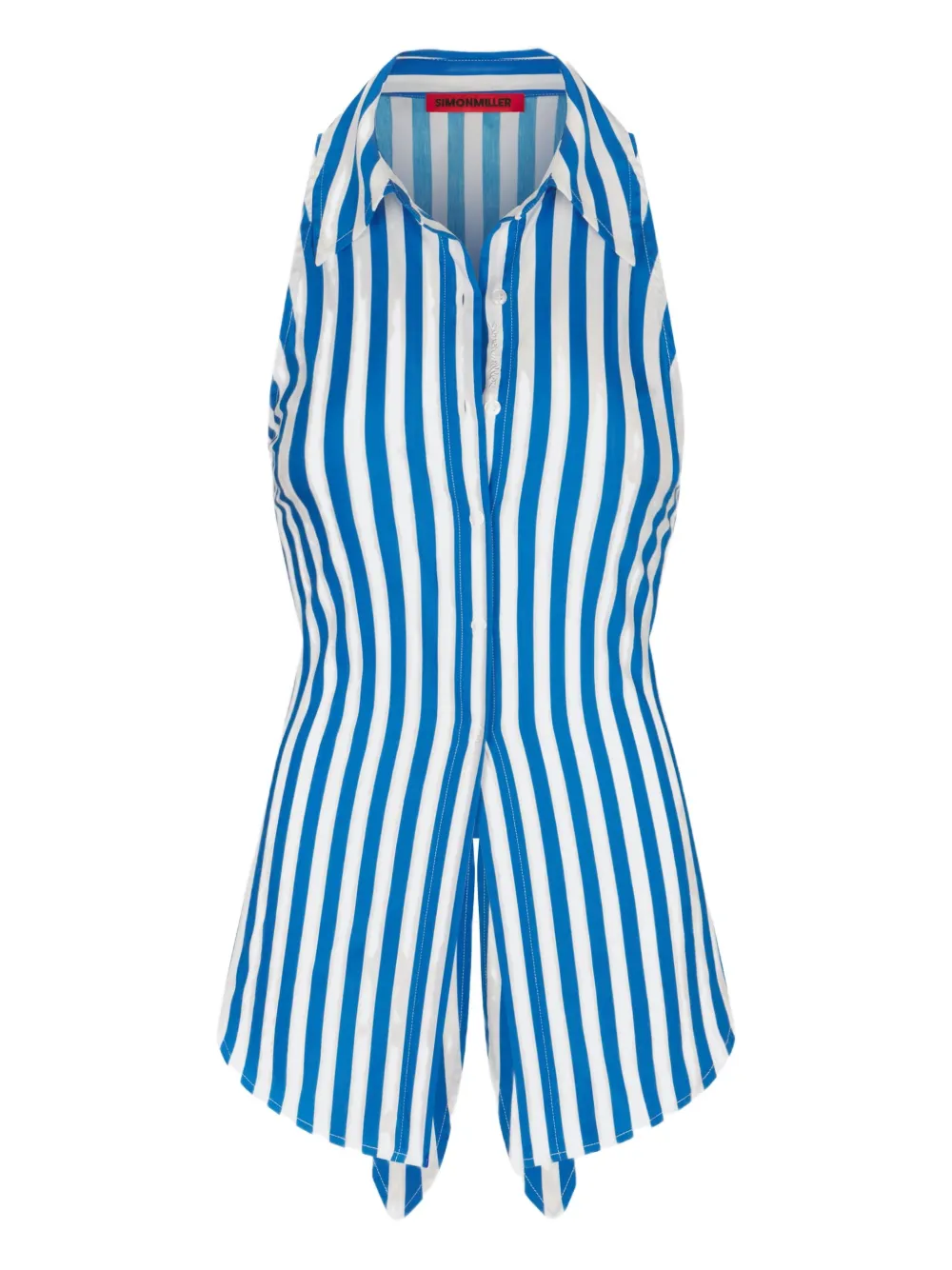 Simon Miller Loch Sleeveless Poplin Button Up In Blue Stripe In Blue