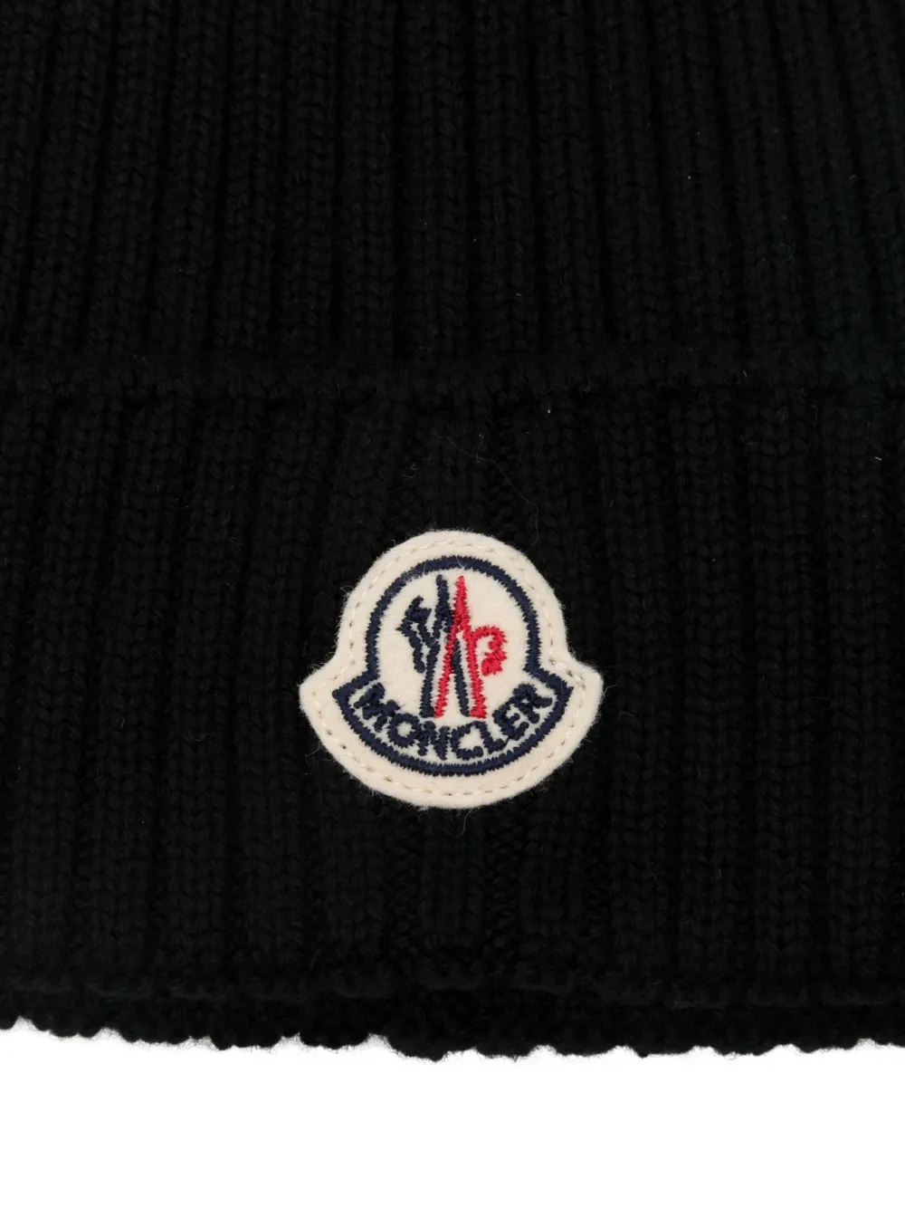 Moncler Enfant Geribbelde muts met logopatch Zwart