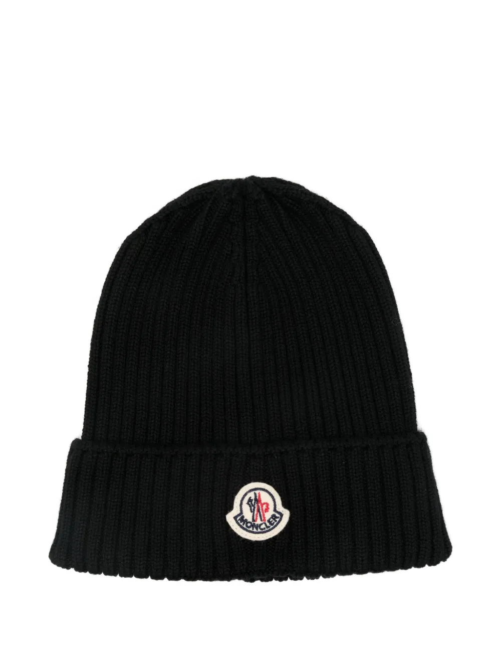 Moncler Enfant logo-patch ribbed beanie | Black | Image 1